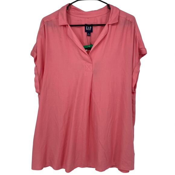 NEW GAP Short Sleeve V Neck Blouse Pink Size Small Relaxed Lightweight Fit - Picture 1 of 4